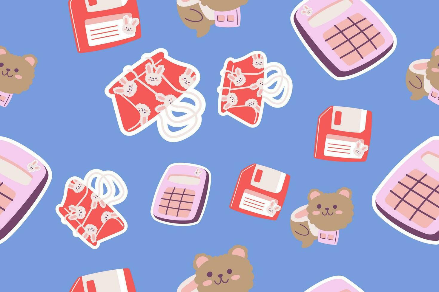 Cute Stationery and office supply Seamless Pattern Background. Back to school theme for wrapping paper, textile, or apparel vector