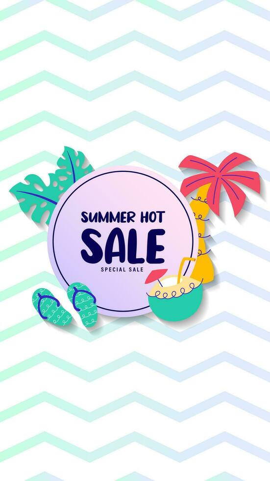 Summer sale social media story.  Vertical template post for reel promotion content vector