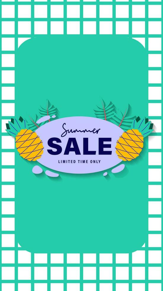 Summer sale social media story.  Vertical template post for reel promotion content vector