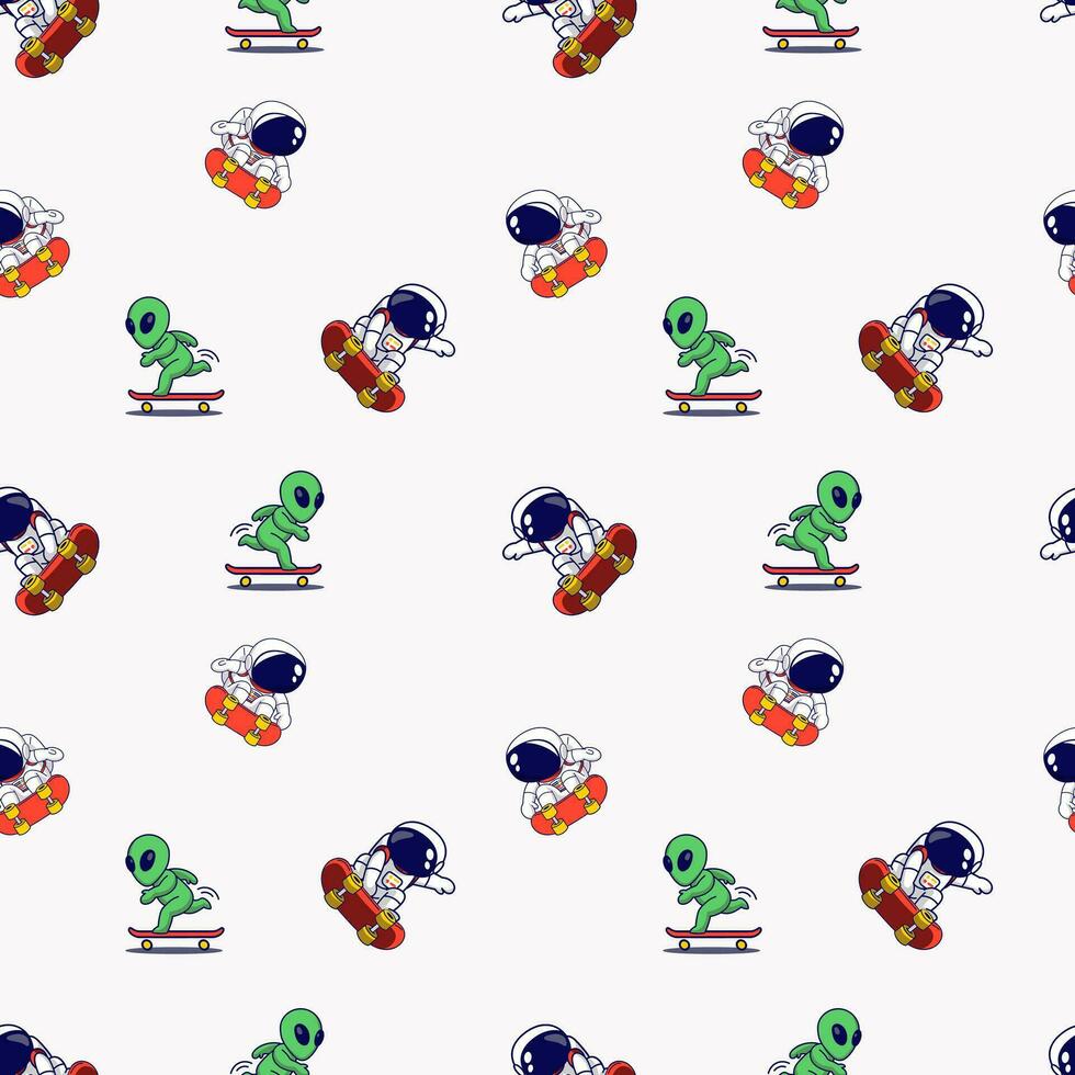 Cute Space Astrounaut Seamless Pattern Background for textile, apparel or wrapping paper graphic print vector