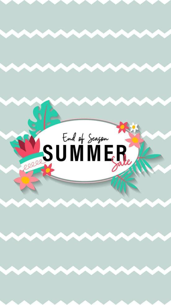 Summer sale social media story.  Vertical template post for reel promotion content vector