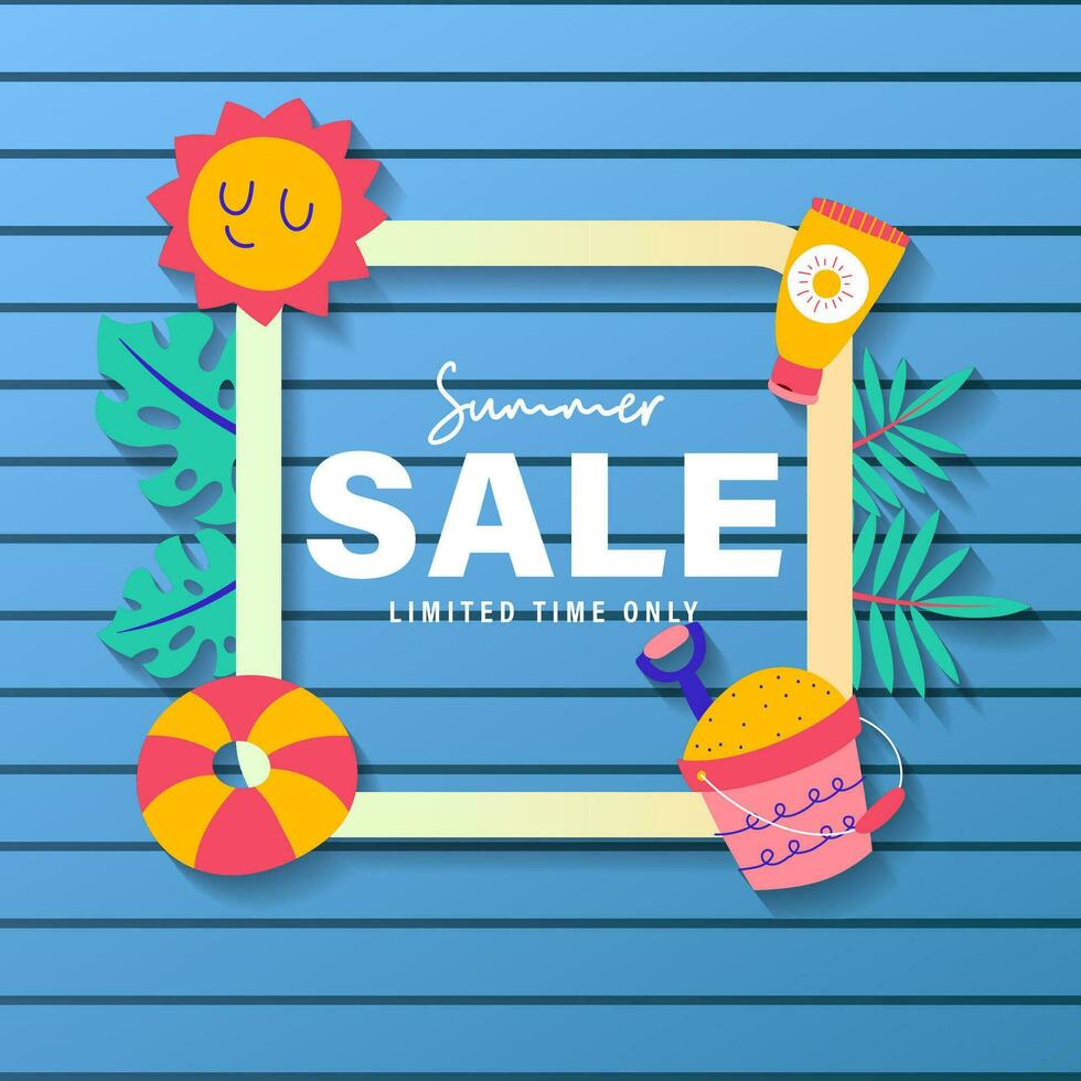 Summer sale brochure discount vector. Special price offer coupon for social media post,  promotion ad, shopping flyer, voucher, website campaign and advertising vector