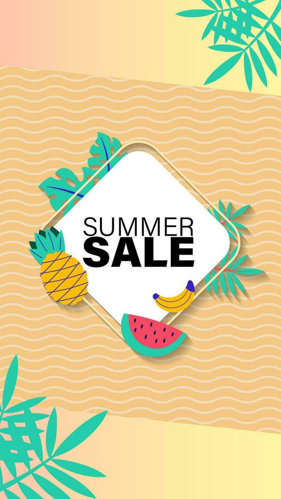 Summer sale social media story.  Vertical template post for reel promotion content vector