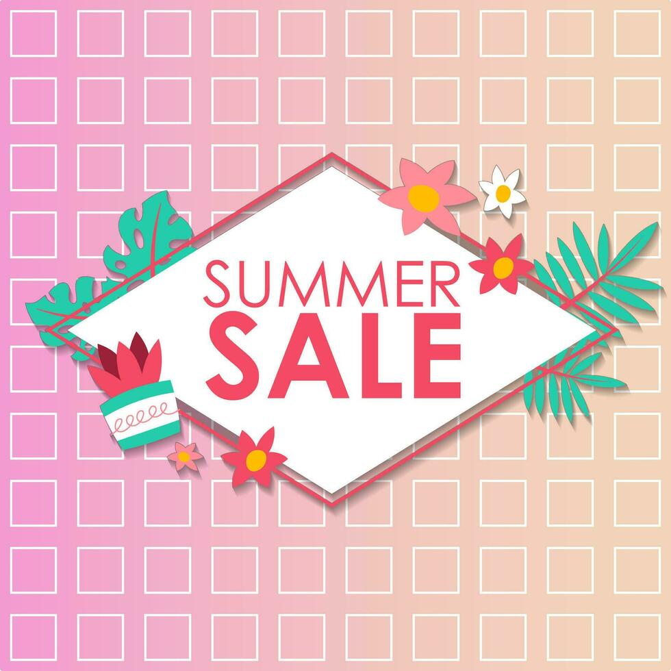 Summer sale brochure discount vector. Special price offer coupon for social media post,  promotion ad, shopping flyer, voucher, website campaign and advertising vector