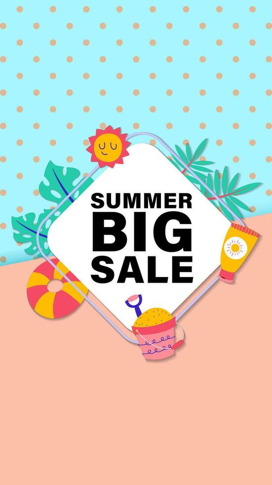 Summer sale social media story.  Vertical template post for reel promotion content vector