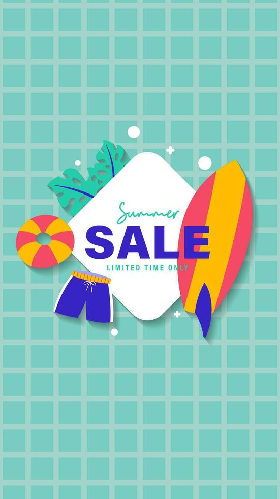 Summer sale social media story.  Vertical template post for reel promotion content vector