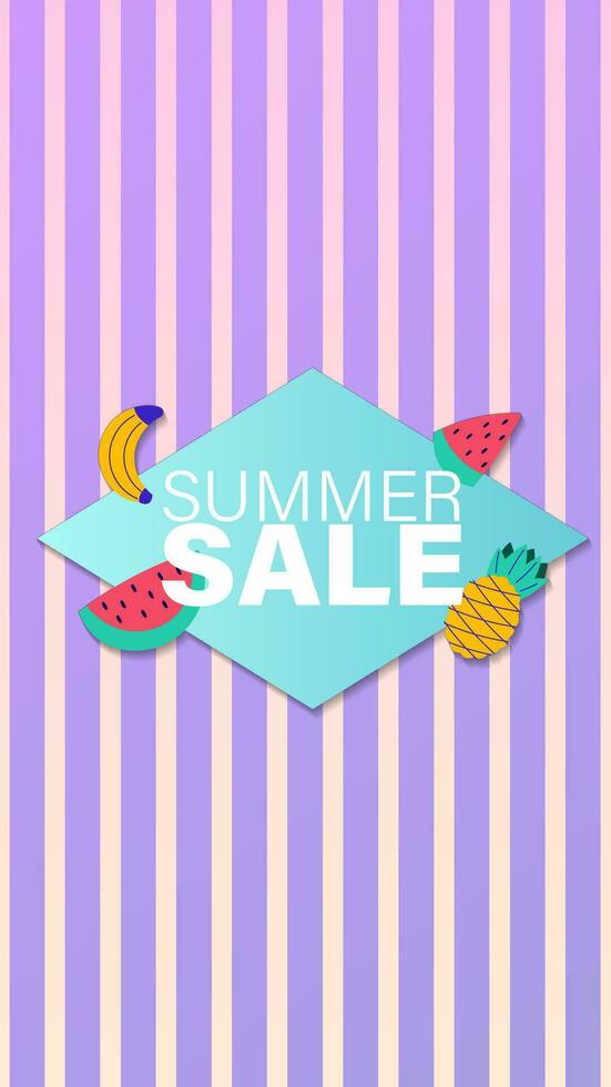Summer sale social media story.  Vertical template post for reel promotion content vector
