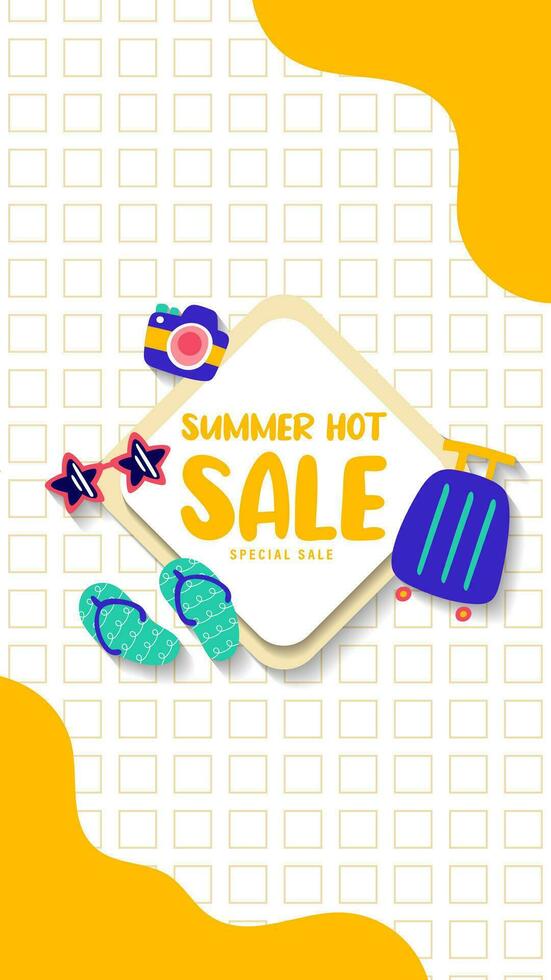 Summer sale social media story.  Vertical template post for reel promotion content vector