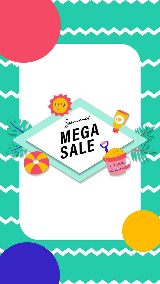 Summer sale social media story.  Vertical template post for reel promotion content vector
