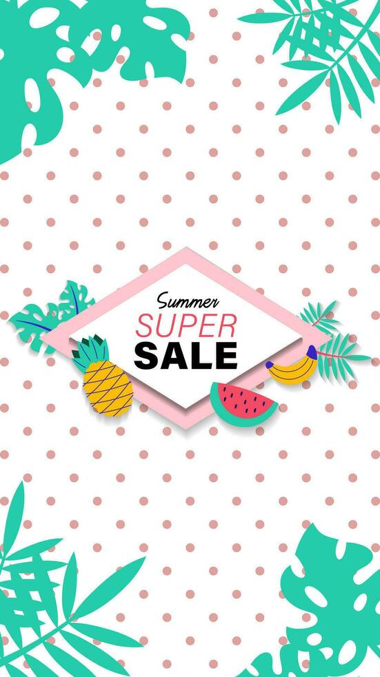 Summer sale social media story.  Vertical template post for reel promotion content vector