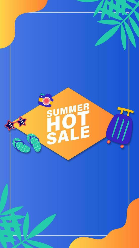 Summer sale social media story.  Vertical template post for reel promotion content vector