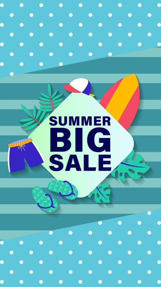 Summer sale social media story.  Vertical template post for reel promotion content vector