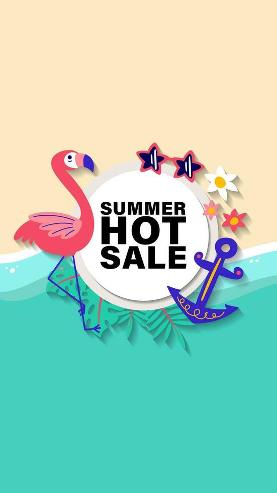 Summer sale social media story.  Vertical template post for reel promotion content vector