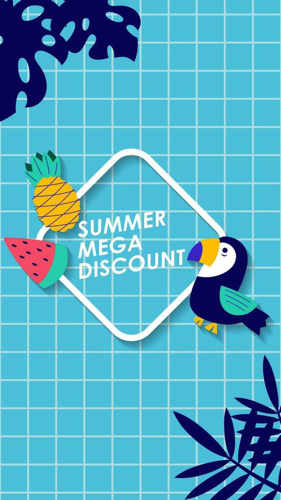 Summer sale social media story.  Vertical template post for reel promotion content vector