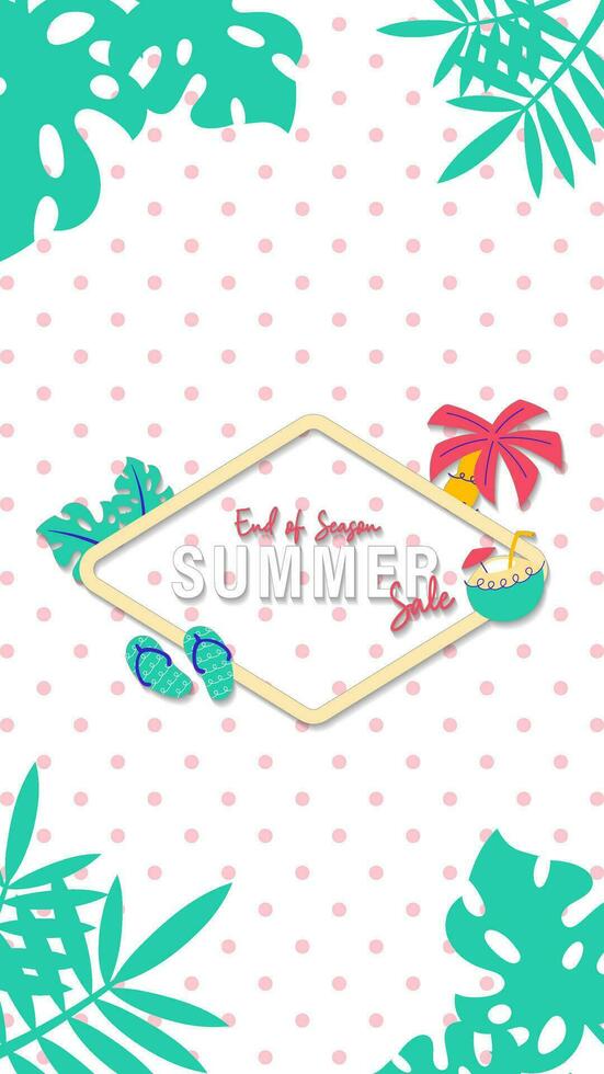 Summer sale social media story.  Vertical template post for reel promotion content vector