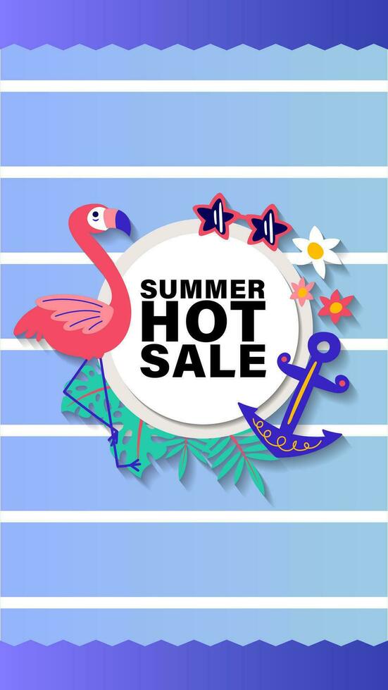 Summer sale social media story.  Vertical template post for reel promotion content vector