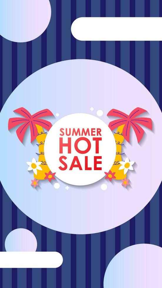 Summer sale social media story.  Vertical template post for reel promotion content vector