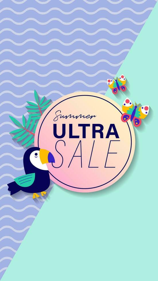 Summer sale social media story.  Vertical template post for reel promotion content vector