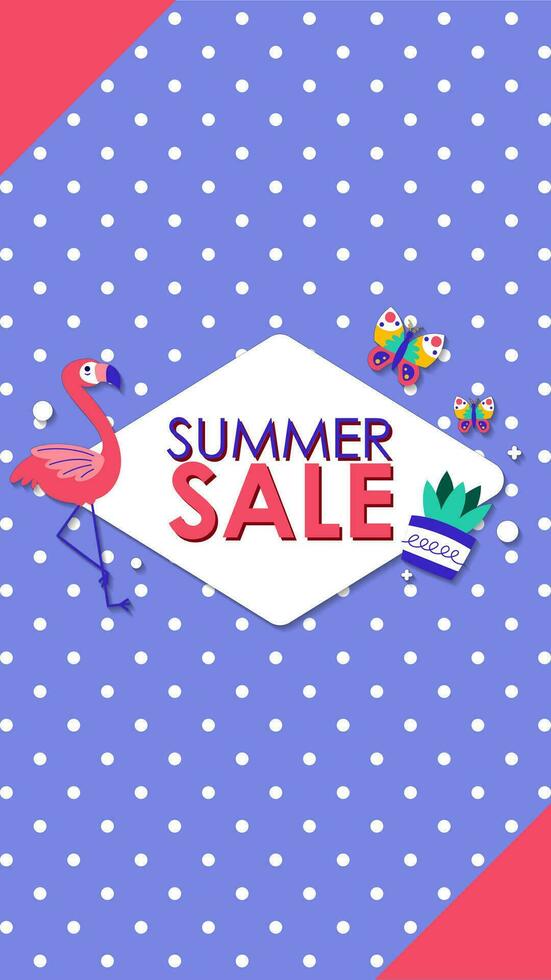 Summer sale social media story.  Vertical template post for reel promotion content vector