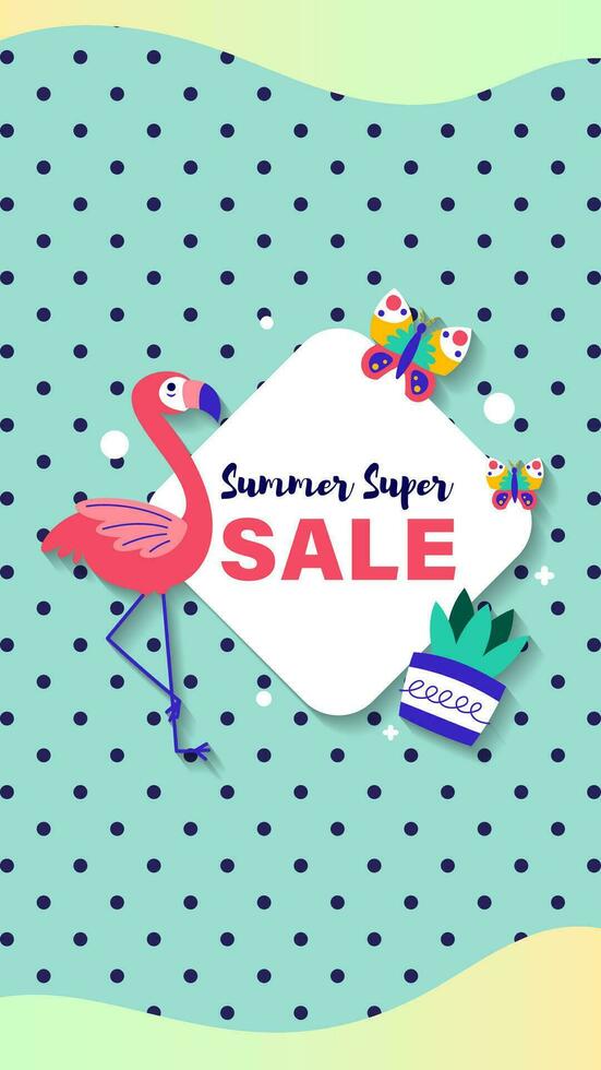 Summer sale social media story.  Vertical template post for reel promotion content vector
