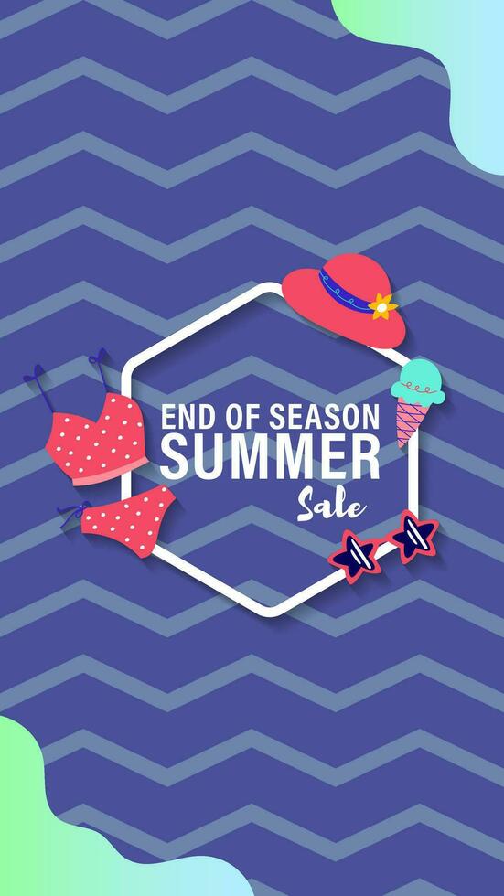 Summer sale social media story.  Vertical template post for reel promotion content vector