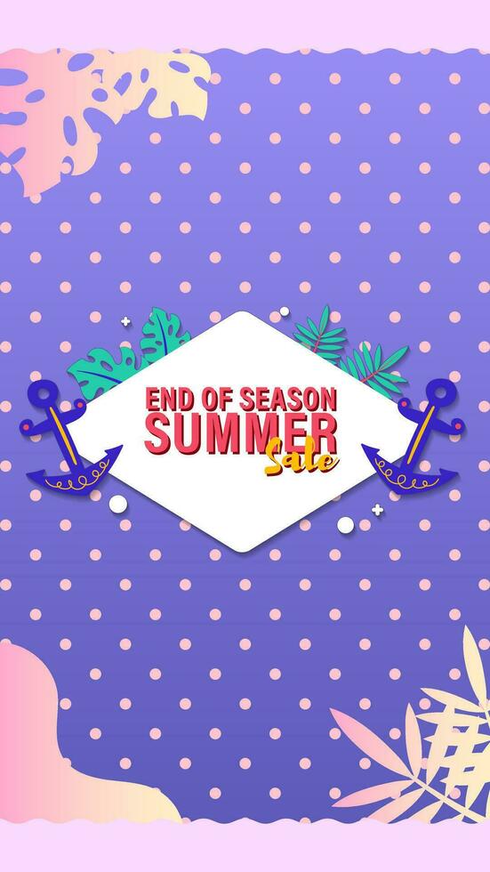 Summer sale social media story.  Vertical template post for reel promotion content vector