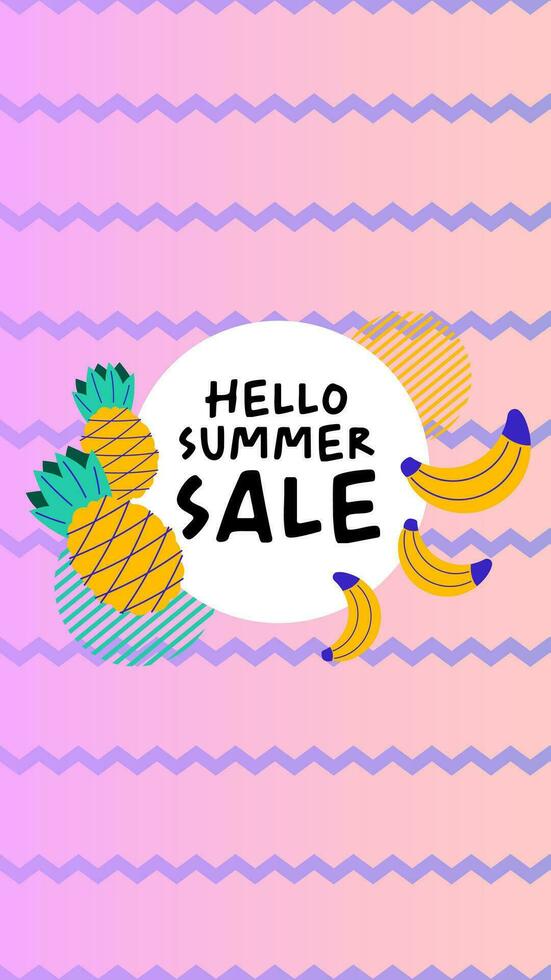 Summer sale social media story.  Vertical template post for reel promotion content vector