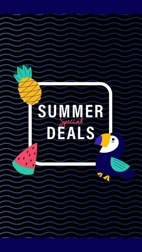 Summer sale social media story.  Vertical template post for reel promotion content vector