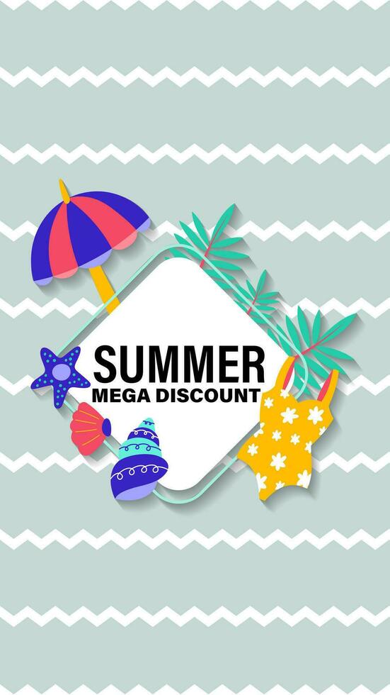 Summer sale social media story.  Vertical template post for reel promotion content vector