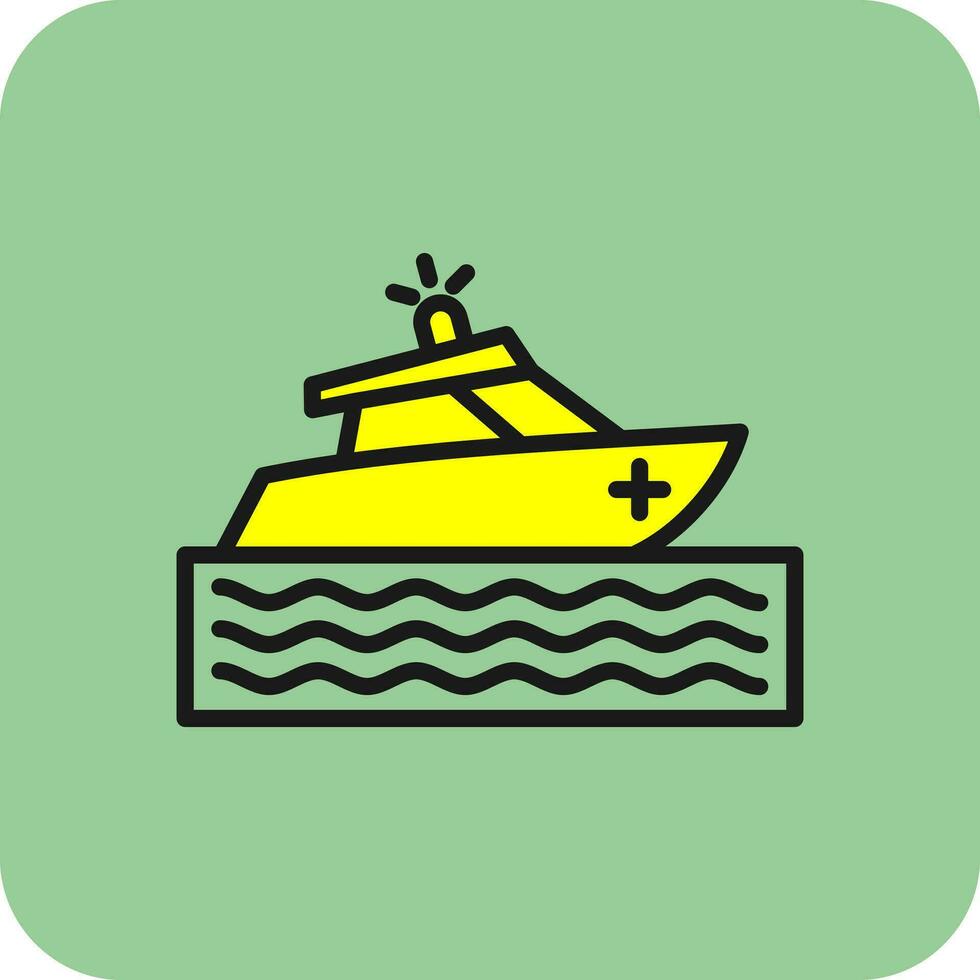 Rescue boat Vector Icon Design