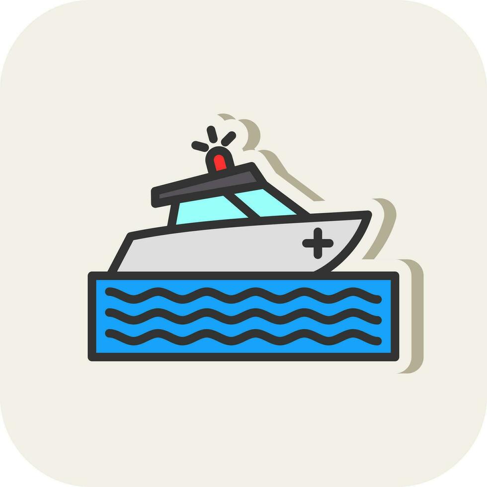 Rescue boat Vector Icon Design