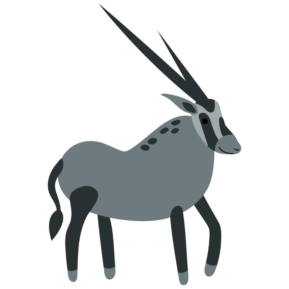 Cute hand drawn beisa oryx. Animal safari. White background, isolate. vector