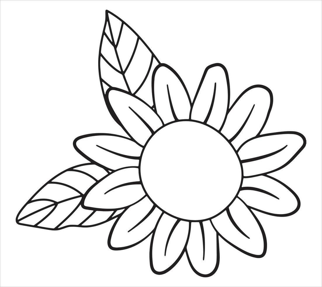 Sunflower. Linear style. White background, isolate. vector