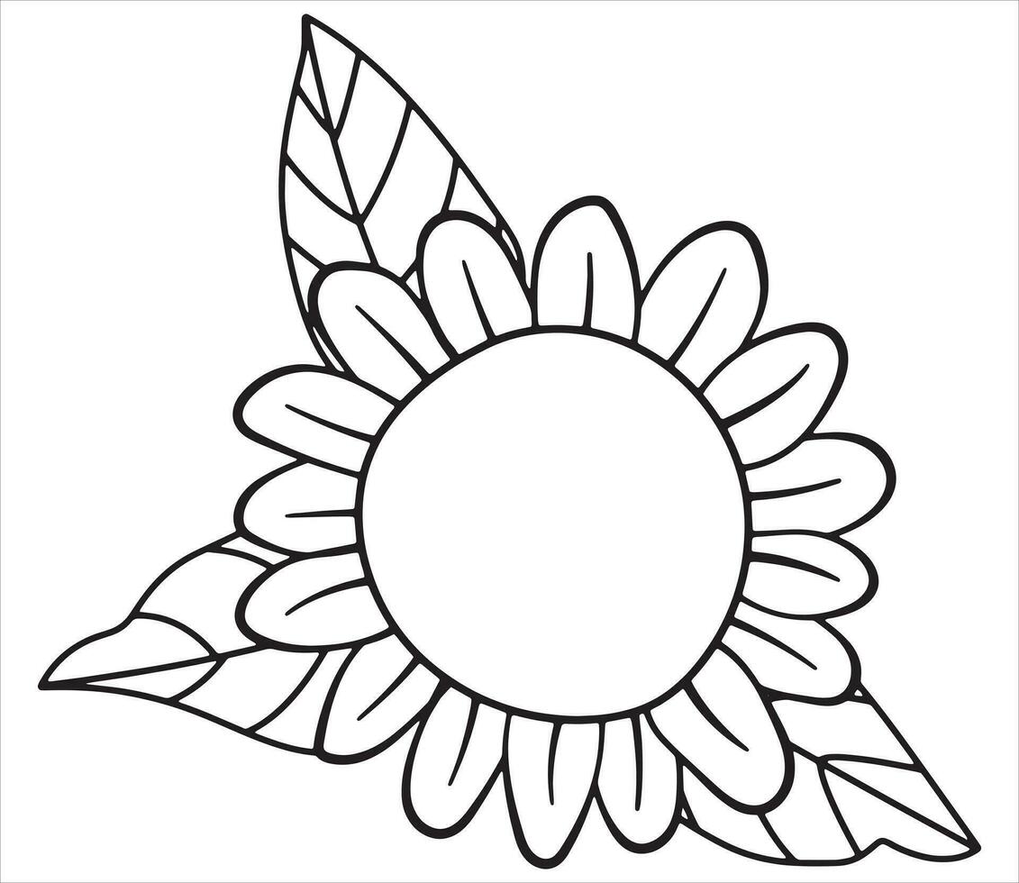 Sunflower. Linear style. White background, isolate. vector