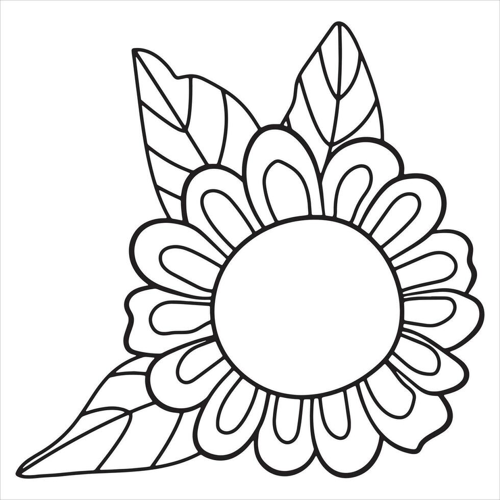 Sunflower. Linear style. White background, isolate. vector