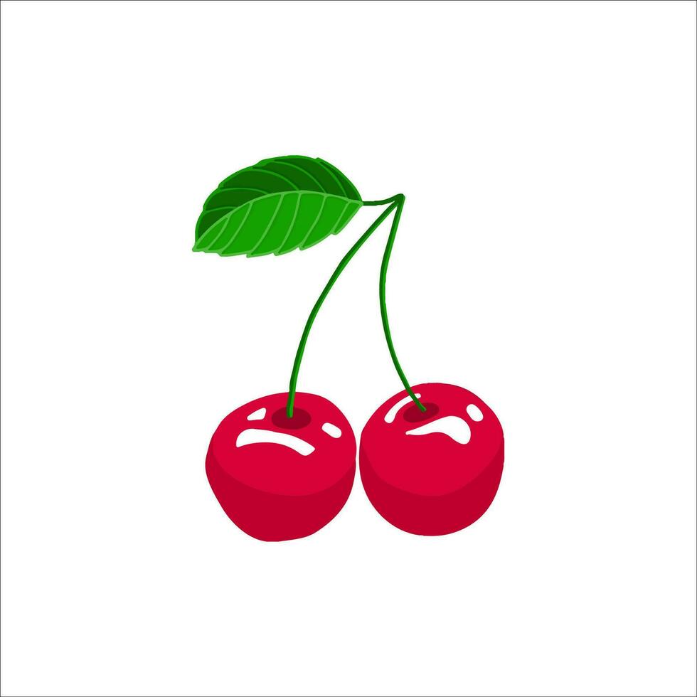 Vector cherry illustration. Isolated on a white background. Cartoon style icon