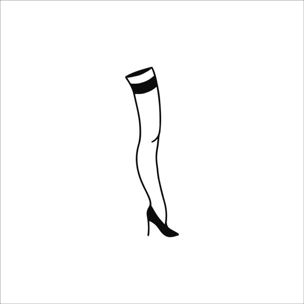 Female trendy illustration - stockings women's legs linear style. vector