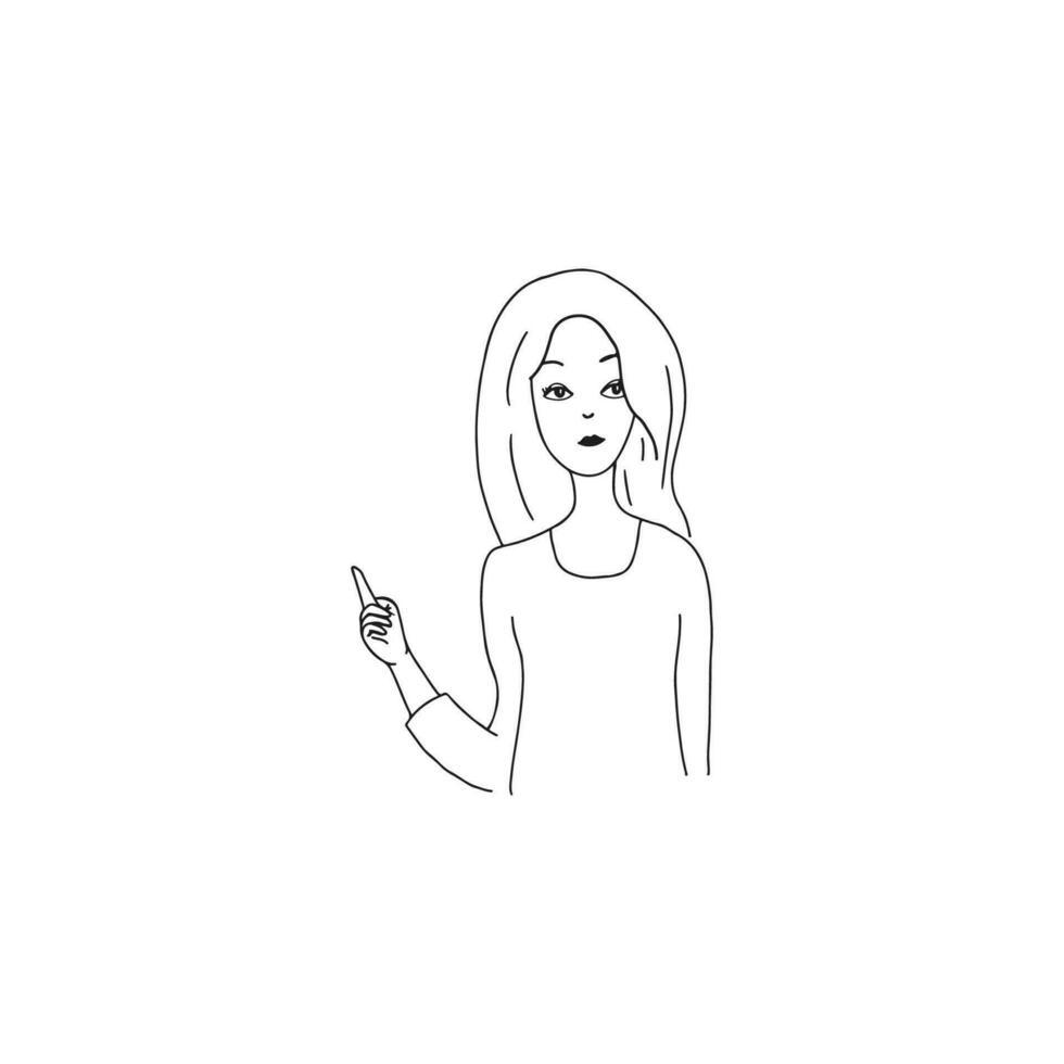 Cartoon character, woman in a bad pointing her finger vector