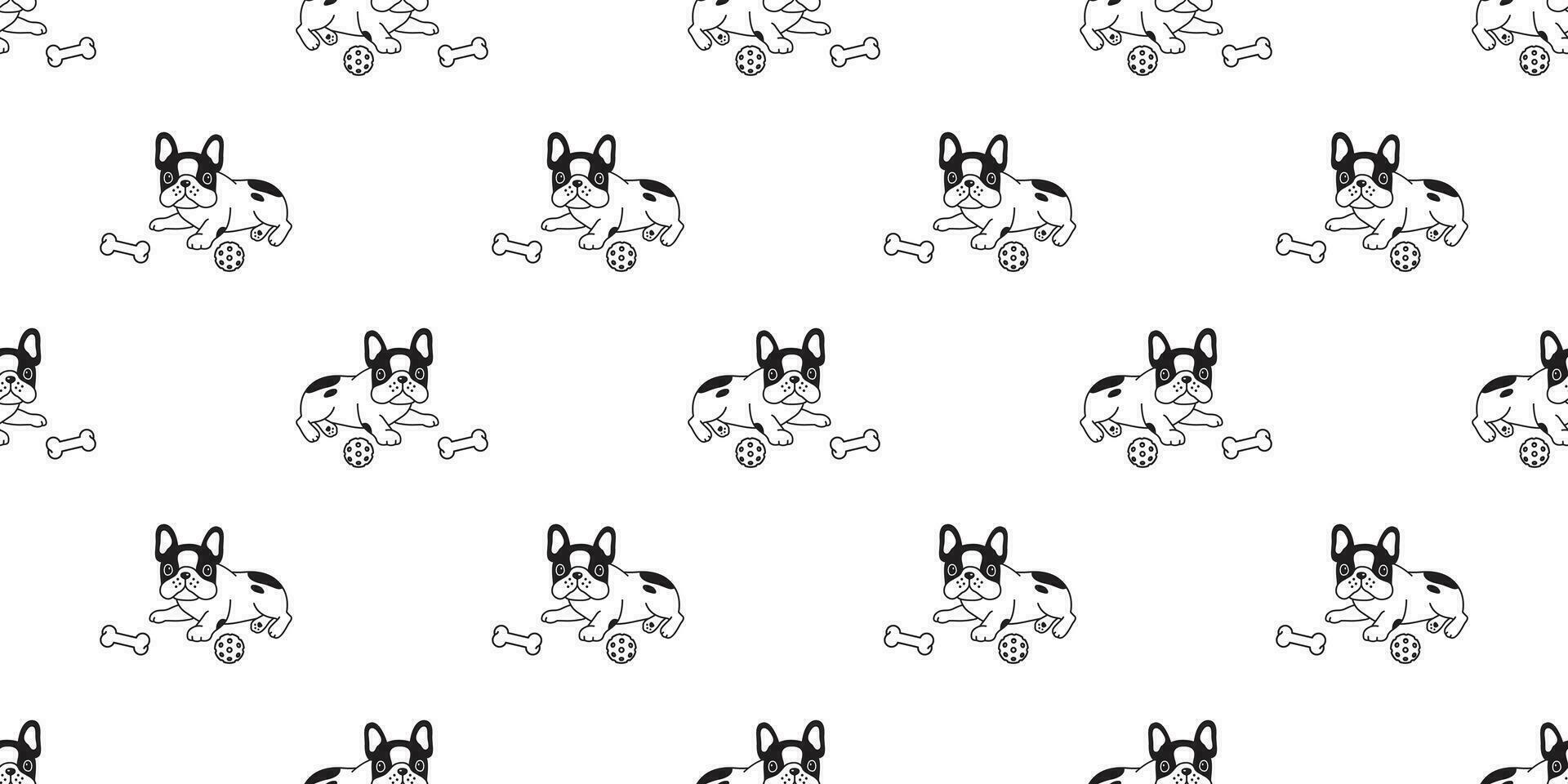 Dog seamless pattern french bulldog vector scarf isolated puppy cartoon repeat background tile wallpaper illustration