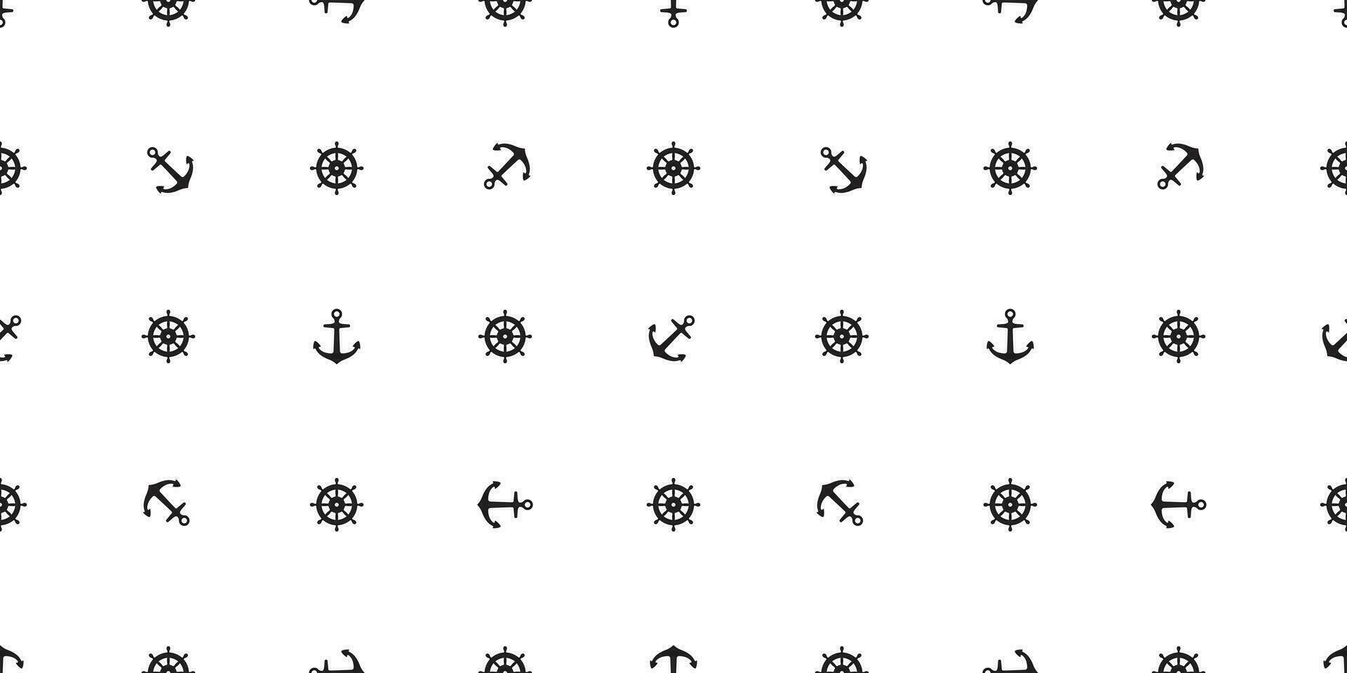 Anchor seamless helm vector boat pattern scarf isolated maritime Nautical sea ocean tile background repeat wallpaper