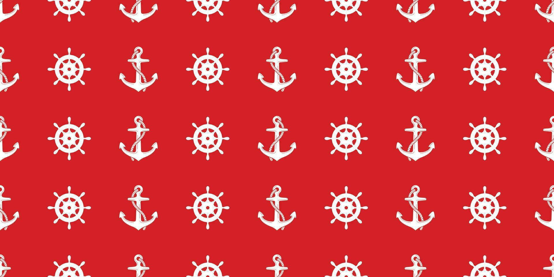 Anchor helm Seamless Pattern vector boat isolated maritime Nautical sea ocean repeat wallpaper tile background red