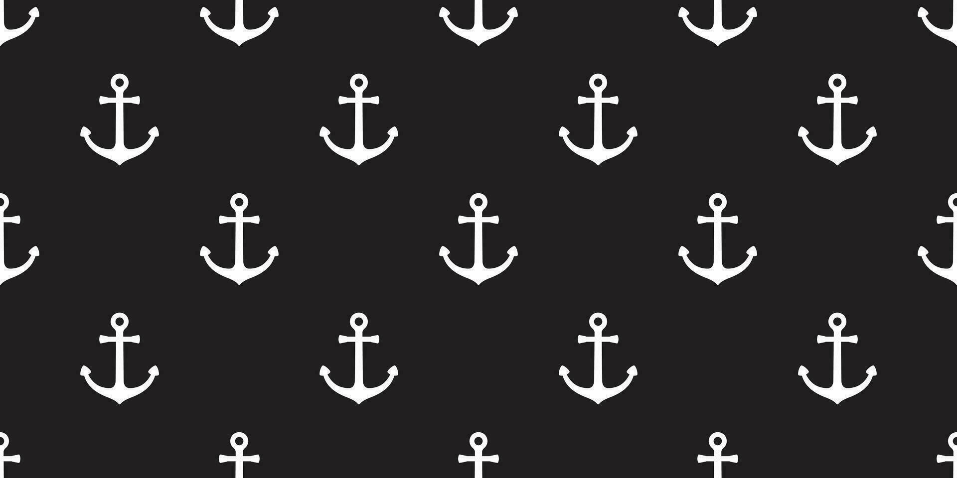 Anchor Seamless Pattern helm vector Nautical maritime isolated sea ocean boat background black