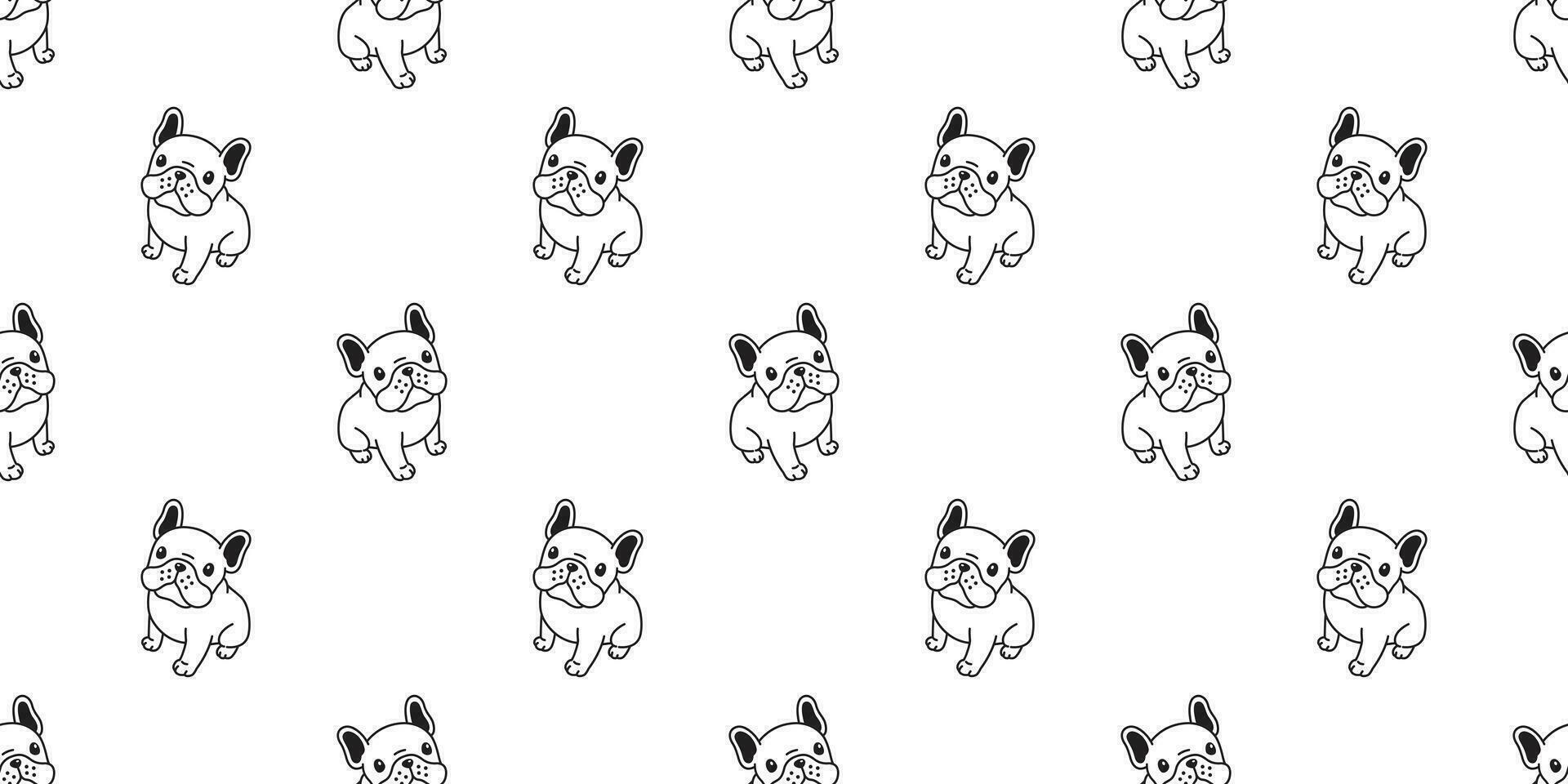 Dog seamless pattern french bulldog vector scarf isolated puppy sitting cartoon illustration tile background repeat wallpaper doodle white