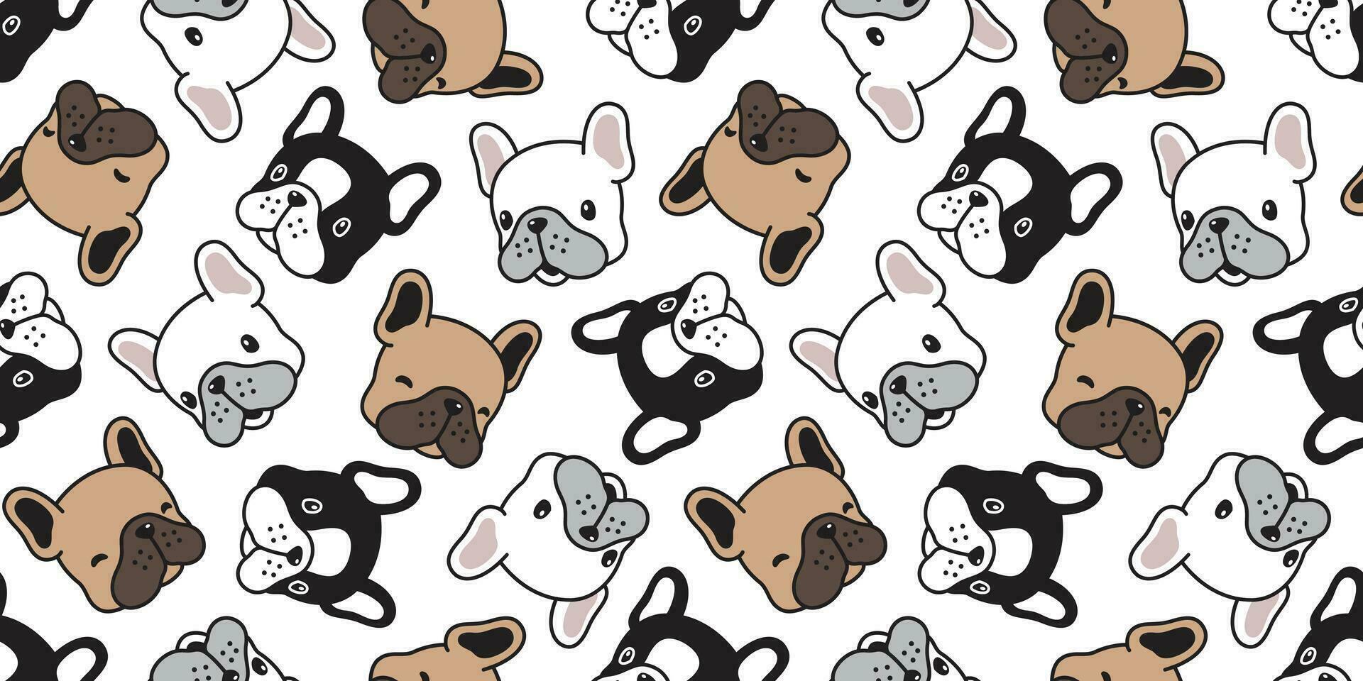 Dog seamless pattern french bulldog vector scarf isolated head puppy cartoon tile background repeat wallpaper illustration