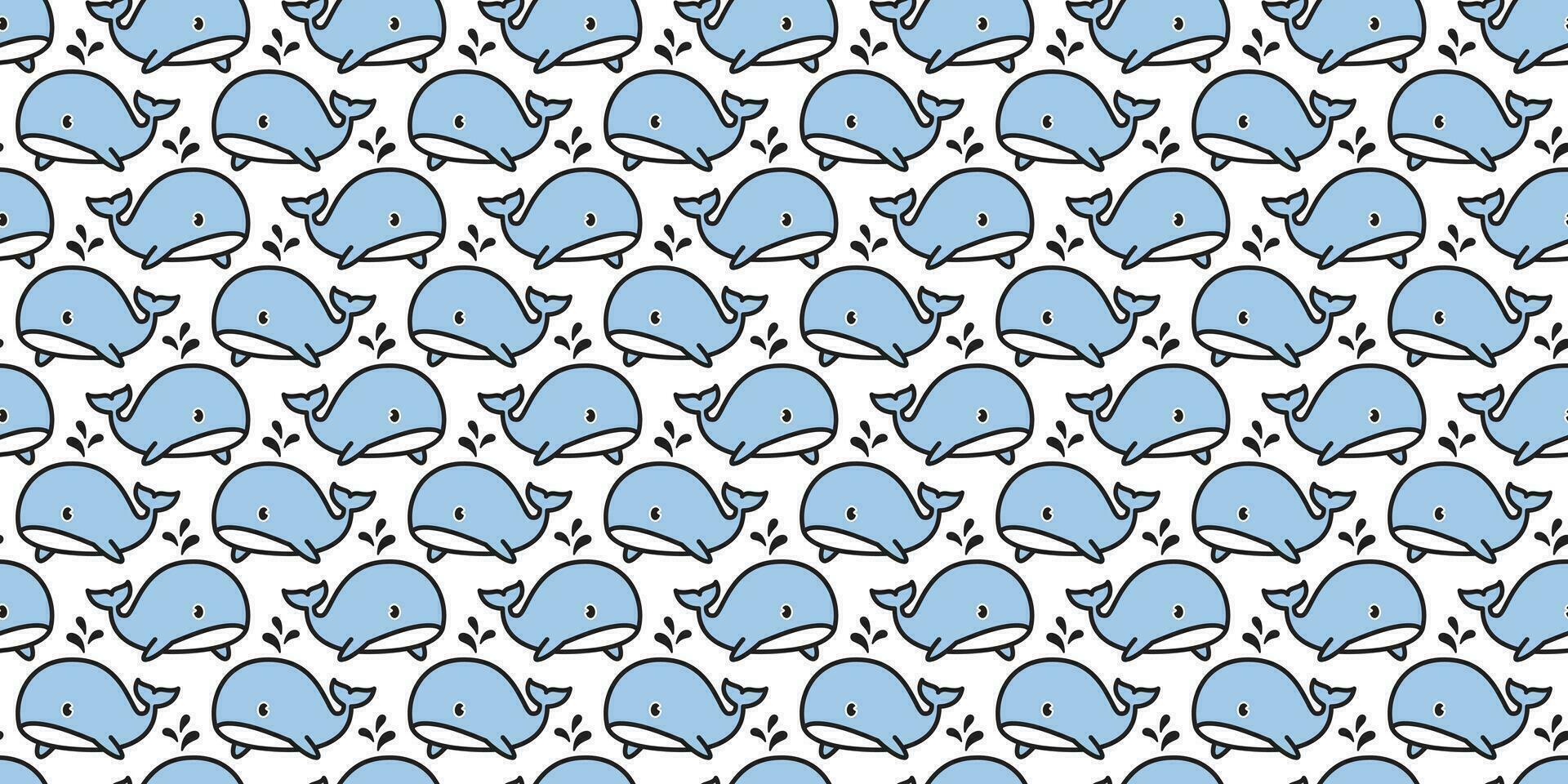 whale Seamless pattern fish vector dolphin shark salmon scarf isolated ocean sea cartoon repeat wallpaper tile background illustration doodle blue