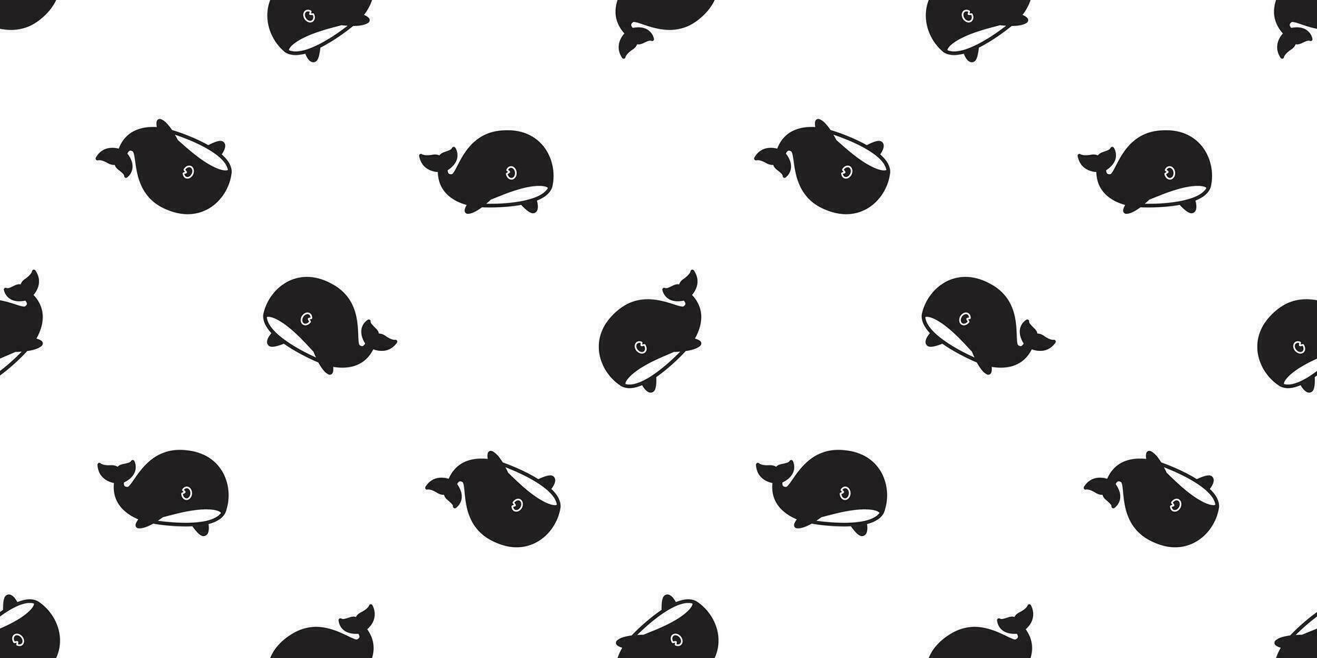 whale Seamless pattern fish vector dolphin shark salmon scarf isolated sea ocean cartoon repeat wallpaper tile background illustration doodle