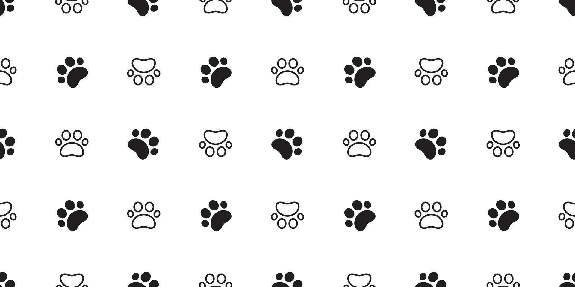 Dog Paw seamless vector footprint pattern kitten puppy tile background repeat wallpaper scarf isolated cartoon illustration doodle
