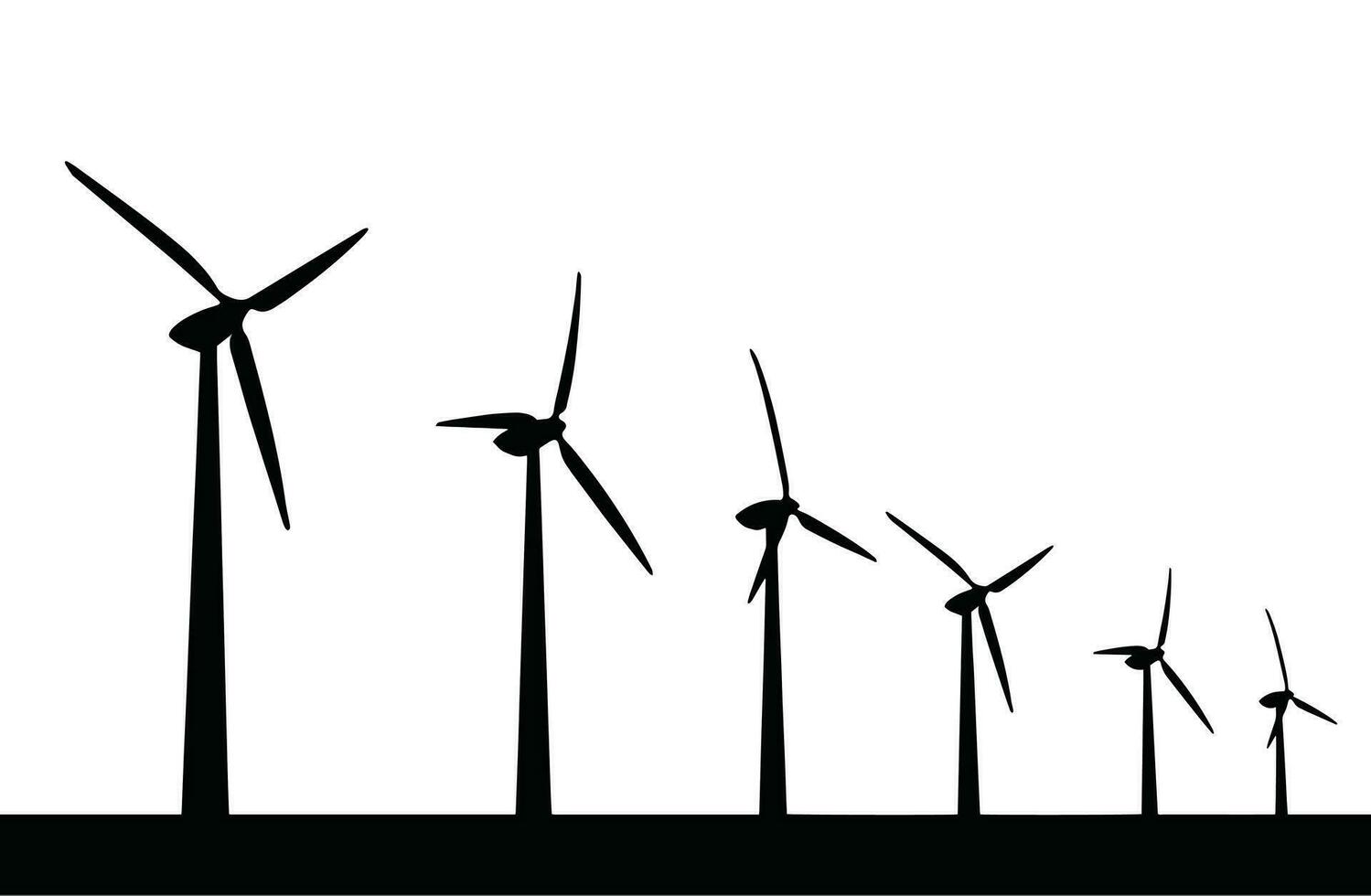 Vector illustration. Wind turbines generate electricity in the meadow. on a white background. clean energy concept