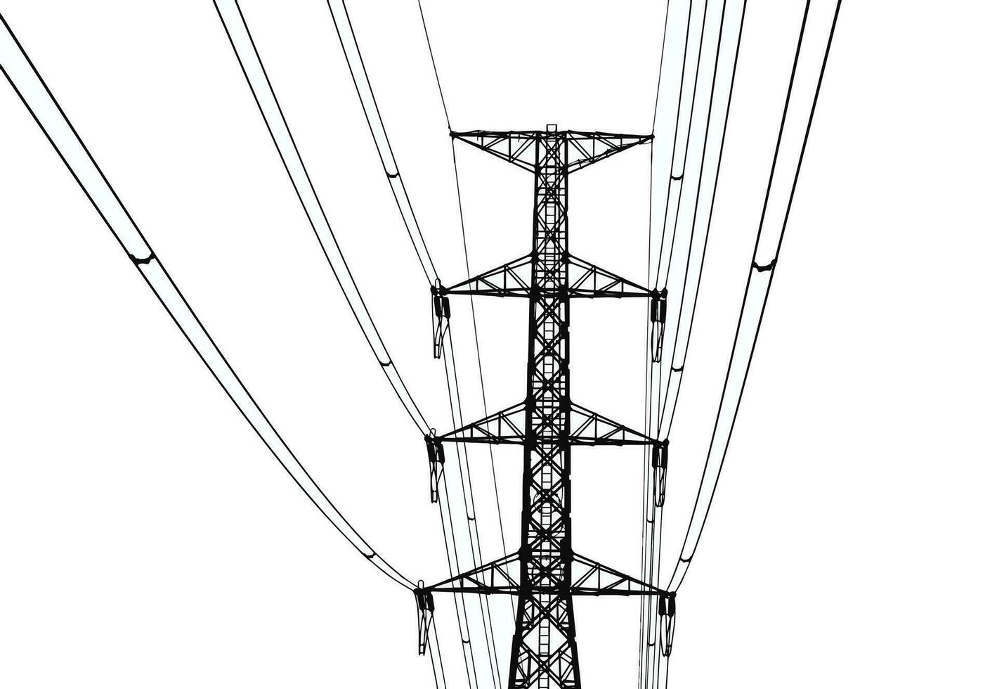 Vector illustration of high voltage pylons on white background