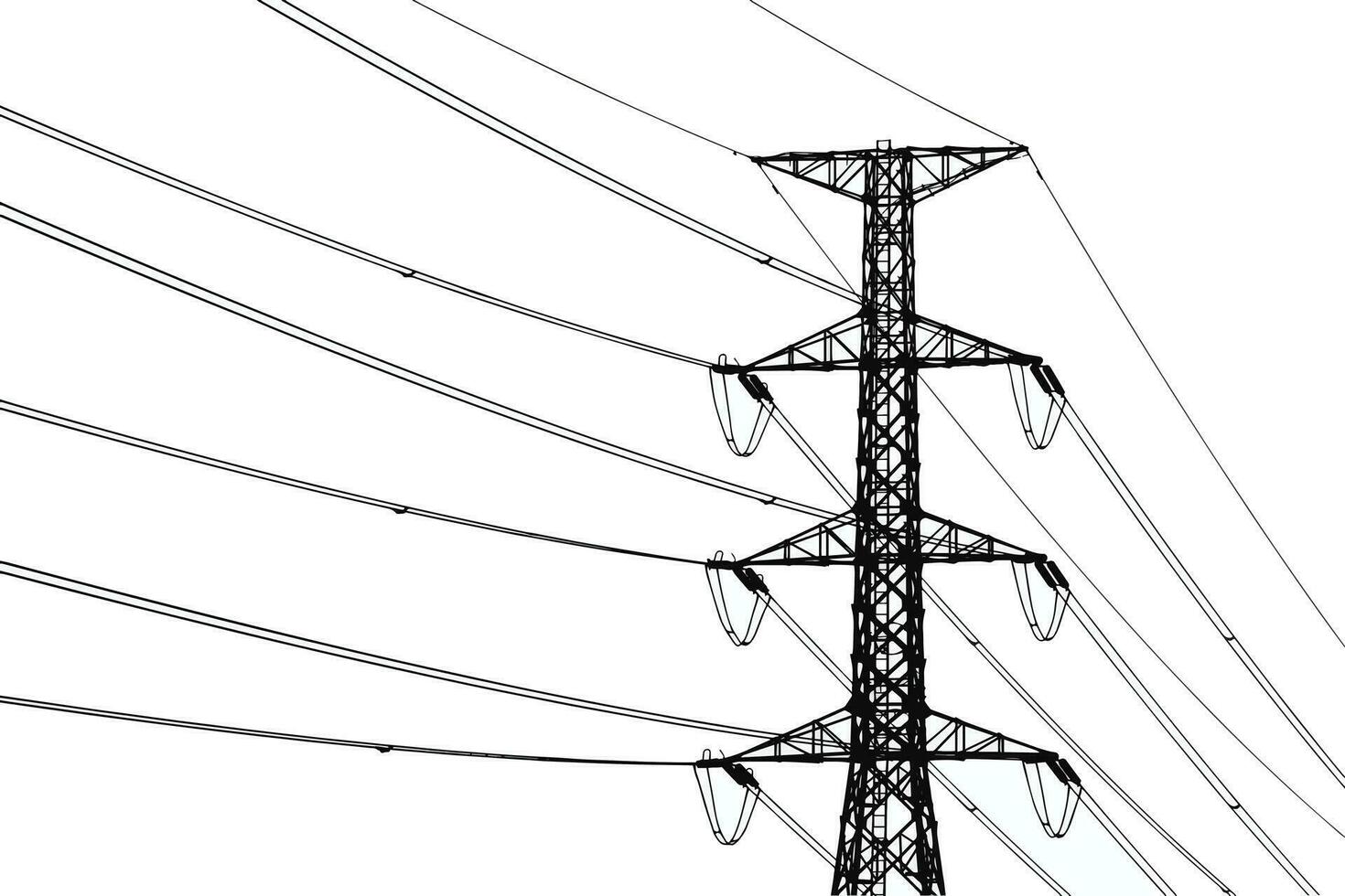 Vector illustration of high voltage pylons on white background